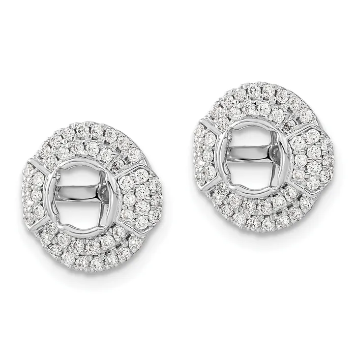 Goldia Earrings 14k White Gold 12 Ct Lab Grown Diamond VSSI G with 45 mm Round Earring Jacket