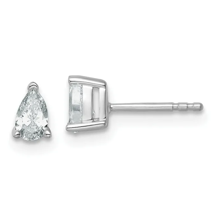 Goldia Earrings 14k White Gold 12 ctw Certified Lab Grown Diamond VSSI G Pear 4 Prong Heavy Wt Stud Earrings Goldia Earrings 14k White Gold 12 ctw Certified Lab Grown Diamond VSSI G Pear 4 Prong Heavy Wt Stud Earrings