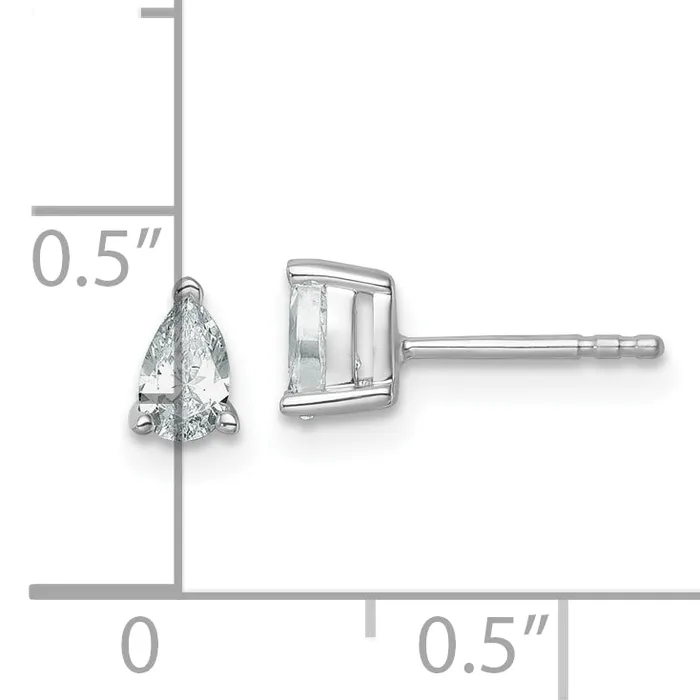 Goldia Earrings 14k White Gold 12 ctw Certified Lab Grown Diamond VSSI G Pear 4 Prong Heavy Wt Stud Earrings