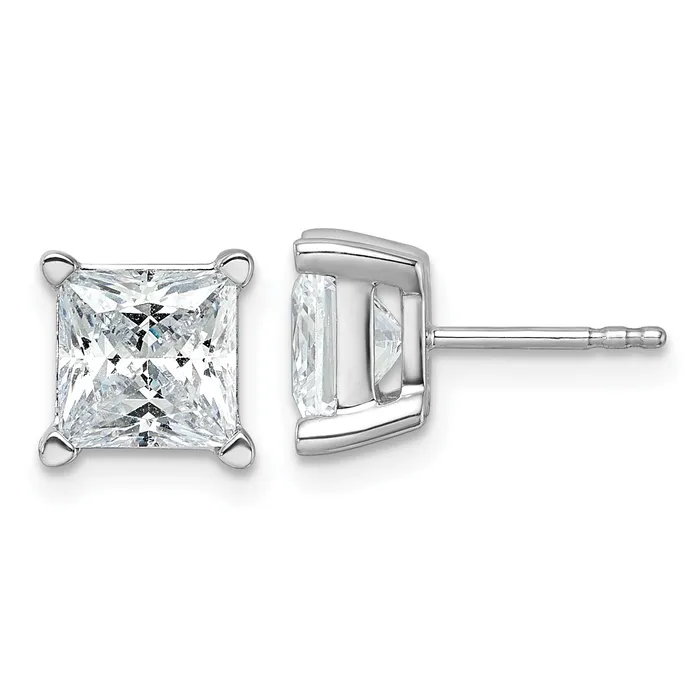 Goldia Earrings 14k White Gold 5 ctw Lab Grown Diamond VSSI G Princess 4 Prong Heavy Wt Stud Earrings Goldia Earrings 14k White Gold 5 ctw Lab Grown Diamond VSSI G Princess 4 Prong Heavy Wt Stud Earrings