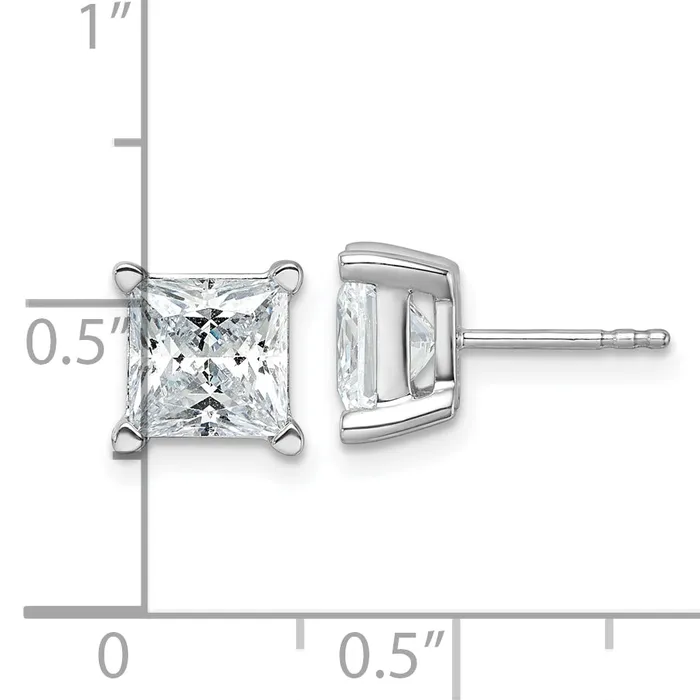 Goldia Earrings 14k White Gold 5 ctw Lab Grown Diamond VSSI G Princess 4 Prong Heavy Wt Stud Earrings