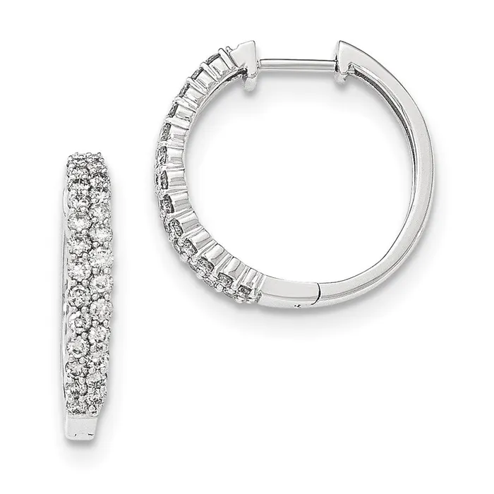 Goldia Earrings 14k White Gold Polished Real Diamond Hinged Hoop Earrings Goldia Earrings 14k White Gold Polished Real Diamond Hinged Hoop Earrings
