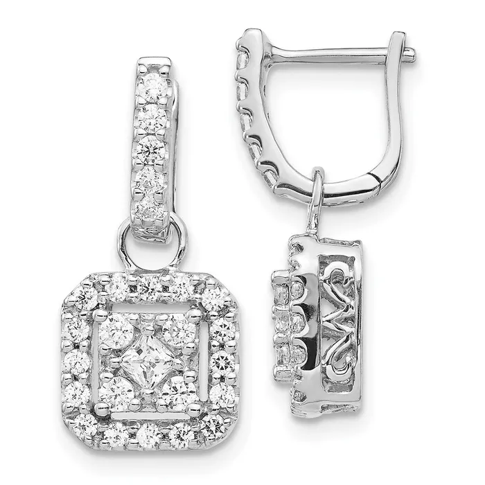 Goldia Earrings 14k White Gold Real Diamond Hinged Earrings