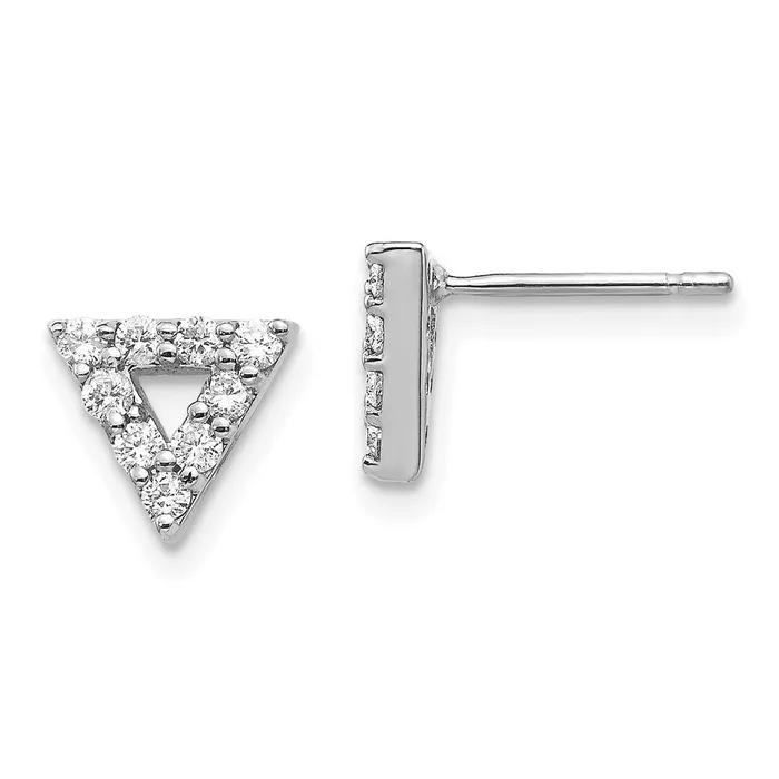 Goldia Earrings 14k White Gold Real Diamond Triangle Open Earrings