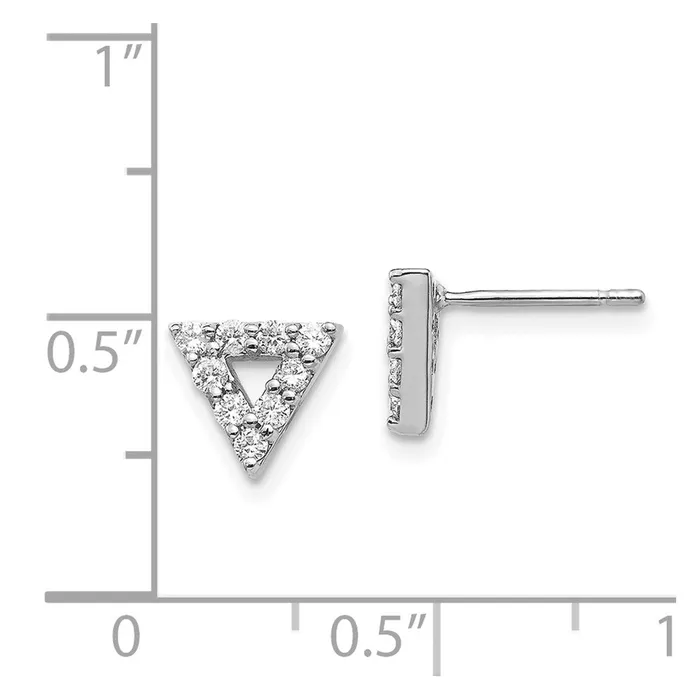 Goldia Earrings 14k White Gold Real Diamond Triangle Open Earrings