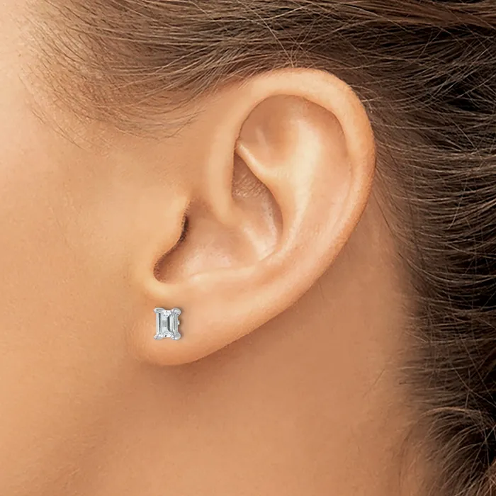 Goldia Earrings 14k Yellow Gold 2 ctw Certified Lab Grown Diamond VSSI G Emerald 4 Prong Heavy Wt Stud Earrings
