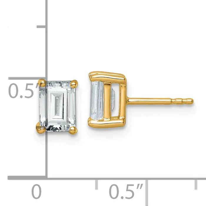 Goldia Earrings 14k Yellow Gold 2 ctw Certified Lab Grown Diamond VSSI G Emerald 4 Prong Heavy Wt Stud Earrings