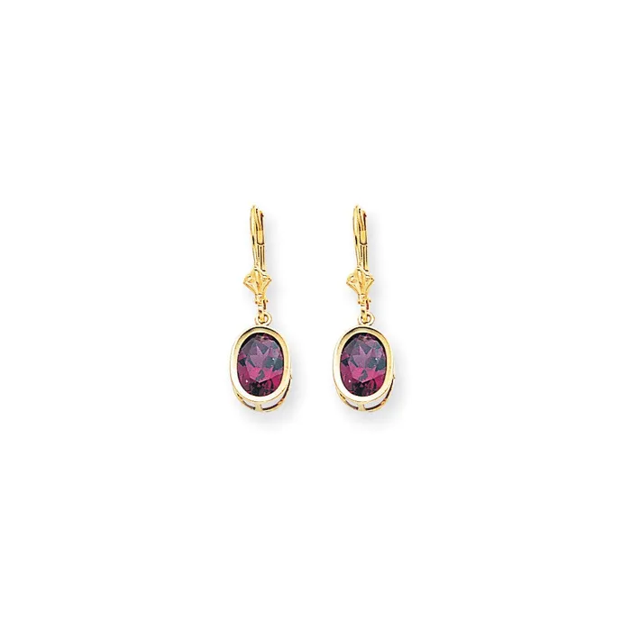 Goldia Earrings 14k Yellow Gold 9x7mm Oval Rhodolite Garnet Leverback Earrings Goldia Earrings 14k Yellow Gold 9x7mm Oval Rhodolite Garnet Leverback Earrings