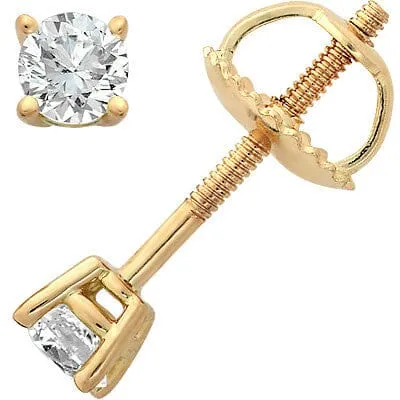Goldia Earrings 14k Yellow Gold FourProng Diamond Stud Earrings