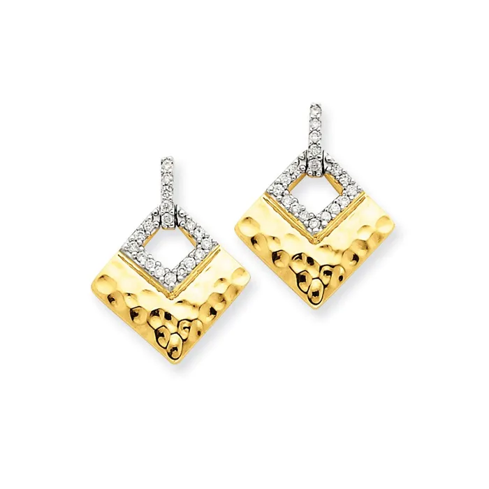 Goldia Earrings 14k Yellow Gold Real Diamond Dangle Post Earrings