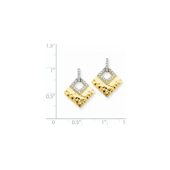 Goldia Earrings 14k Yellow Gold Real Diamond Dangle Post Earrings