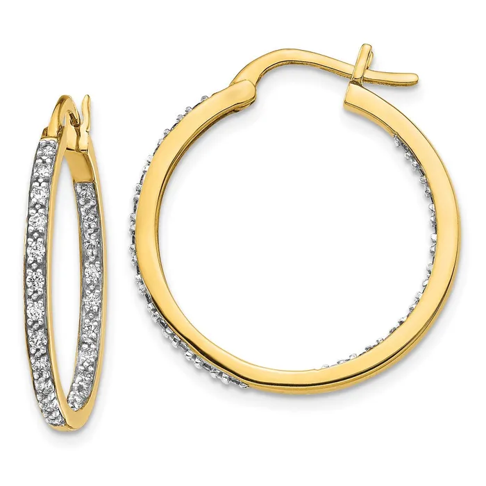 Goldia Earrings 14k Yellow Gold Real Diamond InOut Hoop Earrings