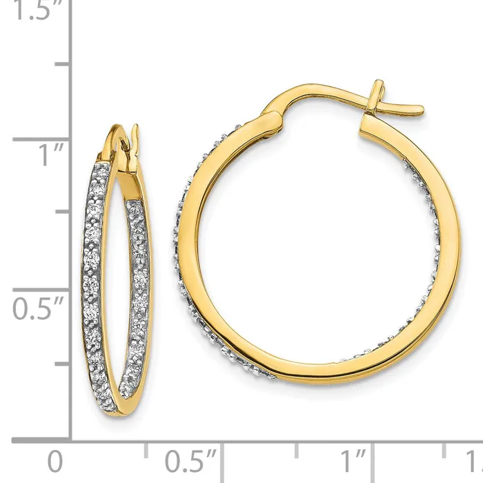 Goldia Earrings 14k Yellow Gold Real Diamond InOut Hoop Earrings