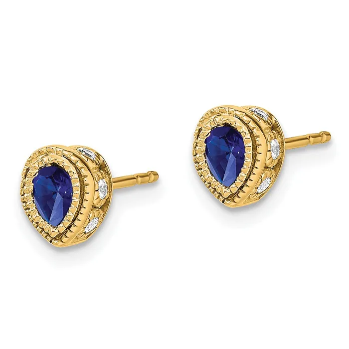 Goldia Earrings 14k Yellow Gold Sapphire and Real Diamond Earrings