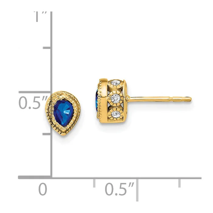 Goldia Earrings 14k Yellow Gold Sapphire and Real Diamond Earrings