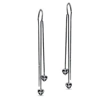 Goldia Earrings Diamond Accent Heart Drop Threader Earrings in Sterling Silver