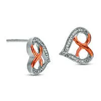 Goldia Earrings Diamond Accent Infinity Heart Stud Earrings in Sterling Silver and 10K Rose Gold