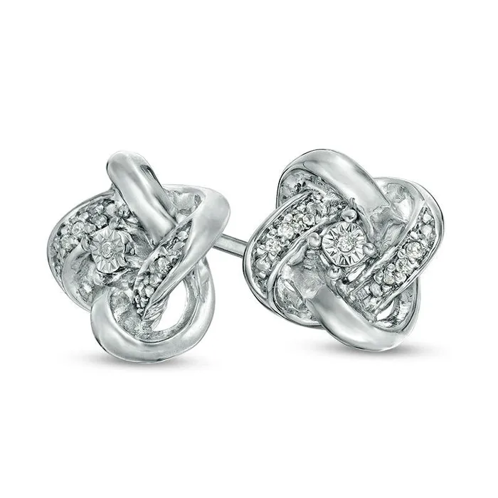 Goldia Earrings Diamond Accent Love Knot Stud Earrings in 10K White Gold