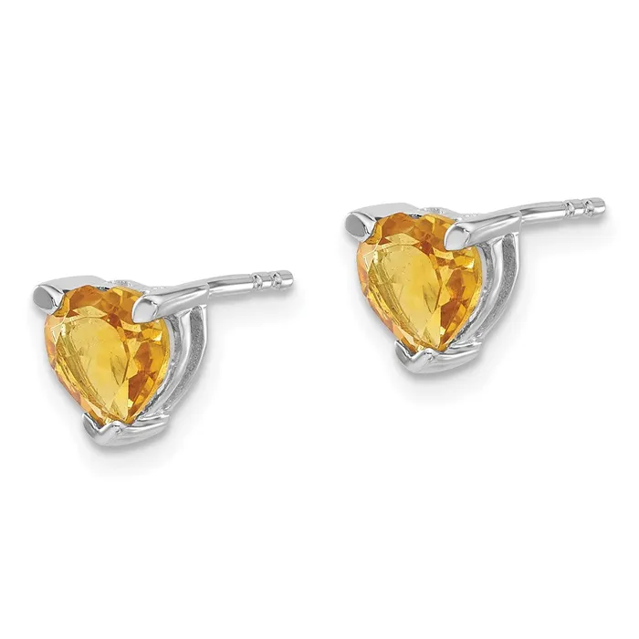 Goldia Earrings Solid 14k White Gold Heart Simulated Citrine Earrings Goldia Earrings Solid 14k White Gold Heart Simulated Citrine Earrings