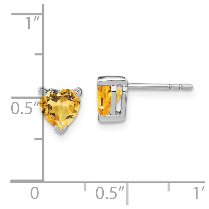 Goldia Earrings Solid 14k White Gold Heart Simulated Citrine Earrings Goldia Earrings Solid 14k White Gold Heart Simulated Citrine Earrings