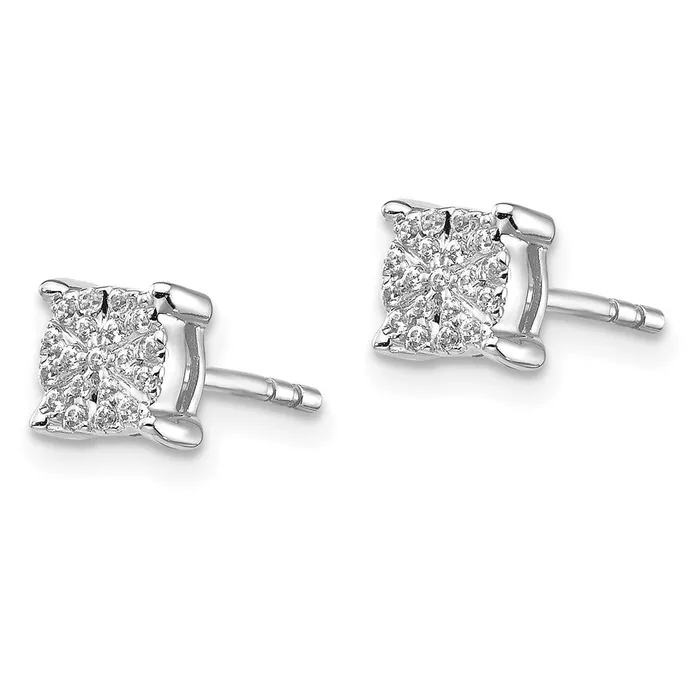 Goldia Earrings Solid 14k White Gold Simulated CZ Cluster Post Earrings Goldia Earrings Solid 14k White Gold Simulated CZ Cluster Post Earrings