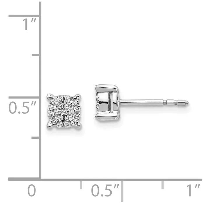 Goldia Earrings Solid 14k White Gold Simulated CZ Cluster Post Earrings Goldia Earrings Solid 14k White Gold Simulated CZ Cluster Post Earrings