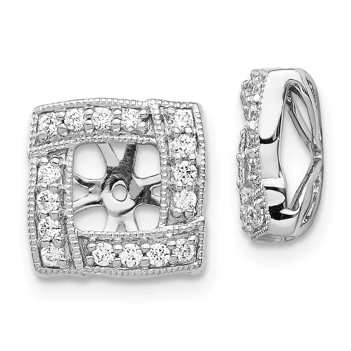 Goldia Earrings Solid 14k White Gold Simulated CZ Square Earring JacKets Goldia Earrings Solid 14k White Gold Simulated CZ Square Earring JacKets