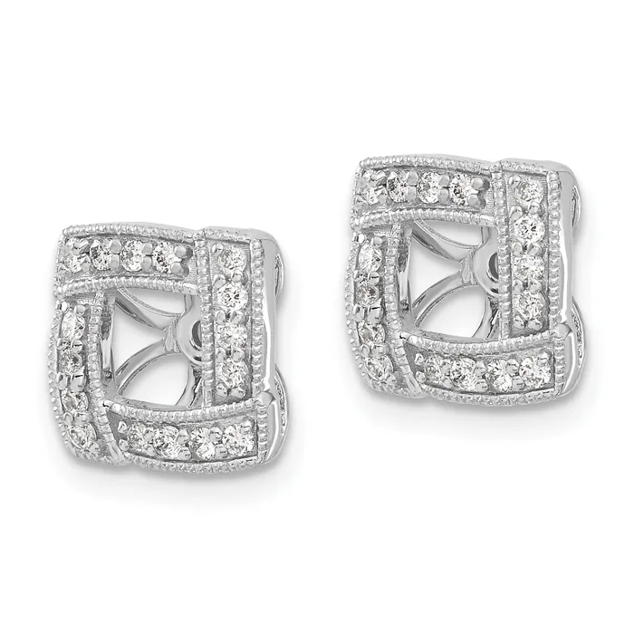 Goldia Earrings Solid 14k White Gold Simulated CZ Square Earring JacKets Goldia Earrings Solid 14k White Gold Simulated CZ Square Earring JacKets