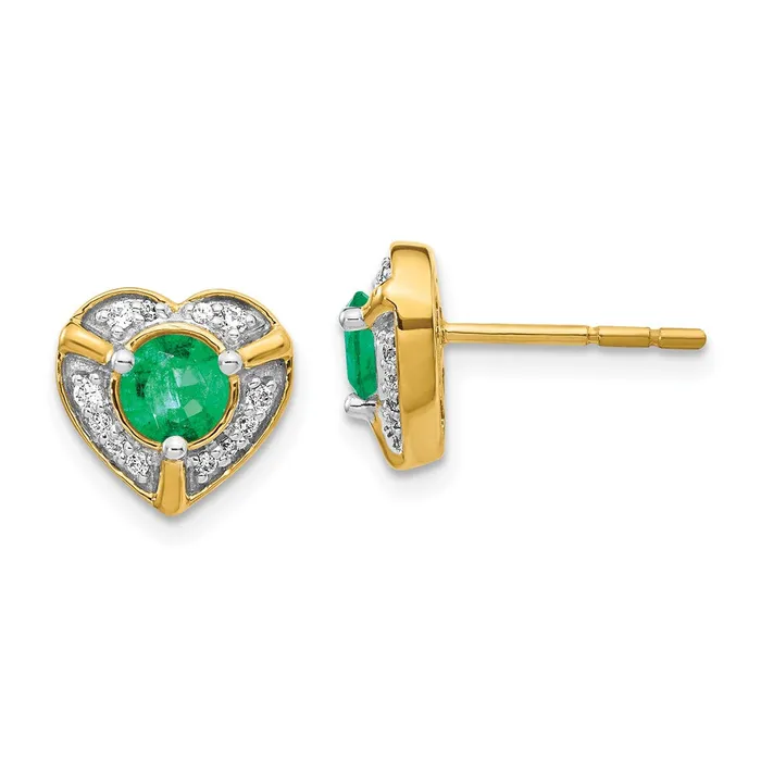 Goldia Earrings Solid 14k Yellow Gold Simulated CZ and Emerald Fancy Heart Earrings Goldia Earrings Solid 14k Yellow Gold Simulated CZ and Emerald Fancy Heart Earrings