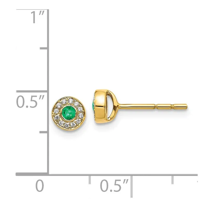 Goldia Earrings Solid 14k Yellow Gold Simulated CZ and Emerald Halo Post Earrings Goldia Earrings Solid 14k Yellow Gold Simulated CZ and Emerald Halo Post Earrings