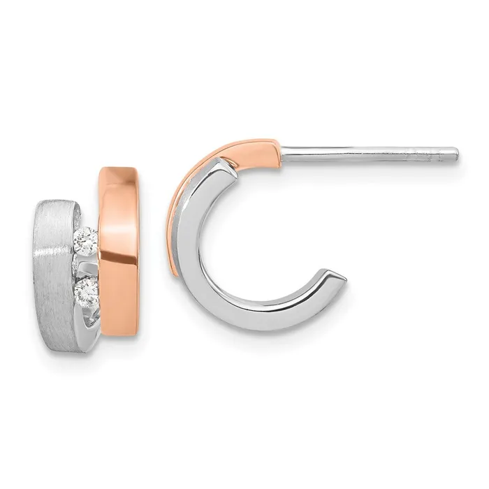Goldia Earrings Sterling Silver Rhdoiumplated Rose Goldplated Diamond Hoop Post Earrings Goldia Earrings Sterling Silver Rhdoiumplated Rose Goldplated Diamond Hoop Post Earrings