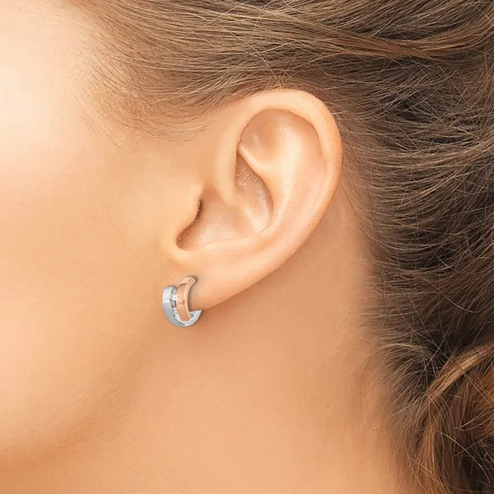 Goldia Earrings Sterling Silver Rhdoiumplated Rose Goldplated Diamond Hoop Post Earrings
