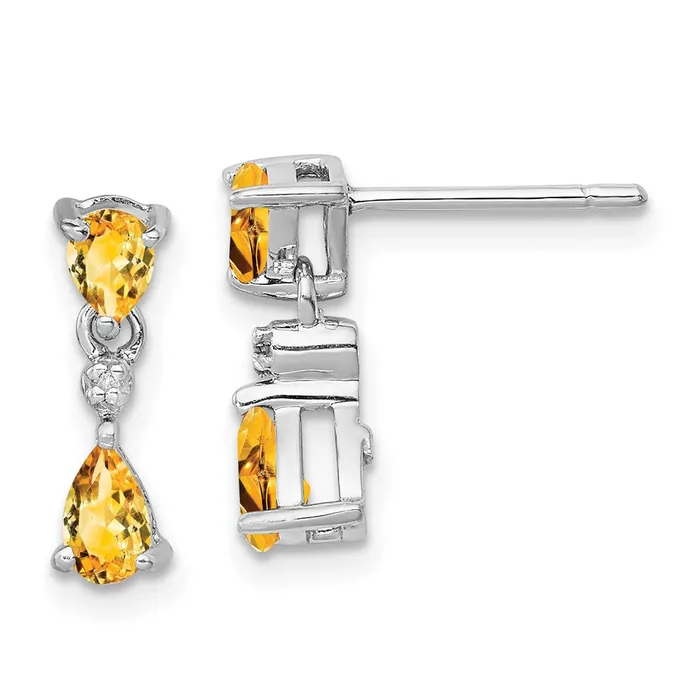 Goldia Earrings Sterling Silver Rhodium Pear Citrine u0026 Diamond Post Earrings Goldia Earrings Sterling Silver Rhodium Pear Citrine u0026 Diamond Post Earrings