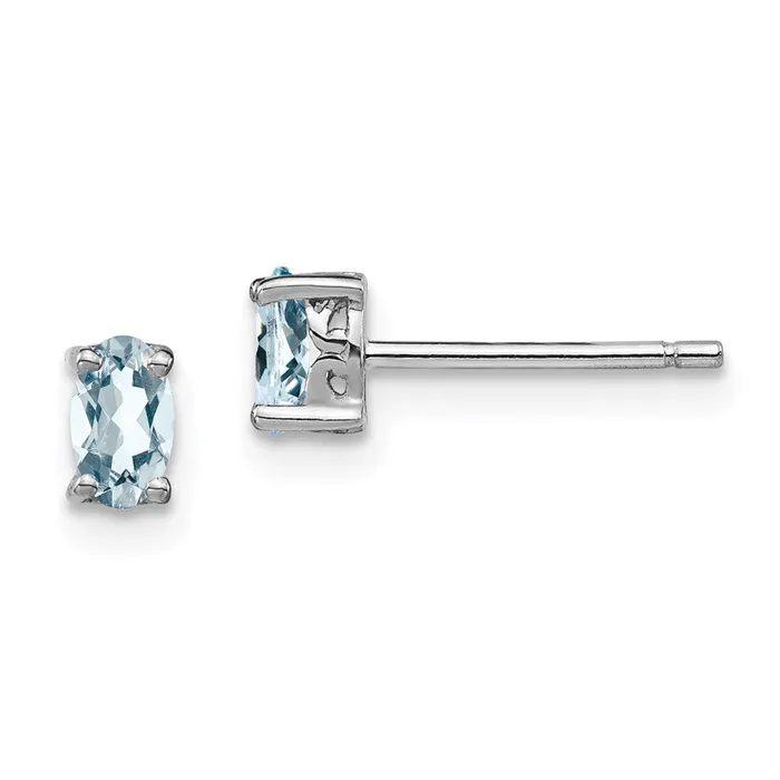 Goldia Earrings Sterling Silver Rhodiumplated 5x3mm Oval Aquamarine Post Earrings Goldia Earrings Sterling Silver Rhodiumplated 5x3mm Oval Aquamarine Post Earrings