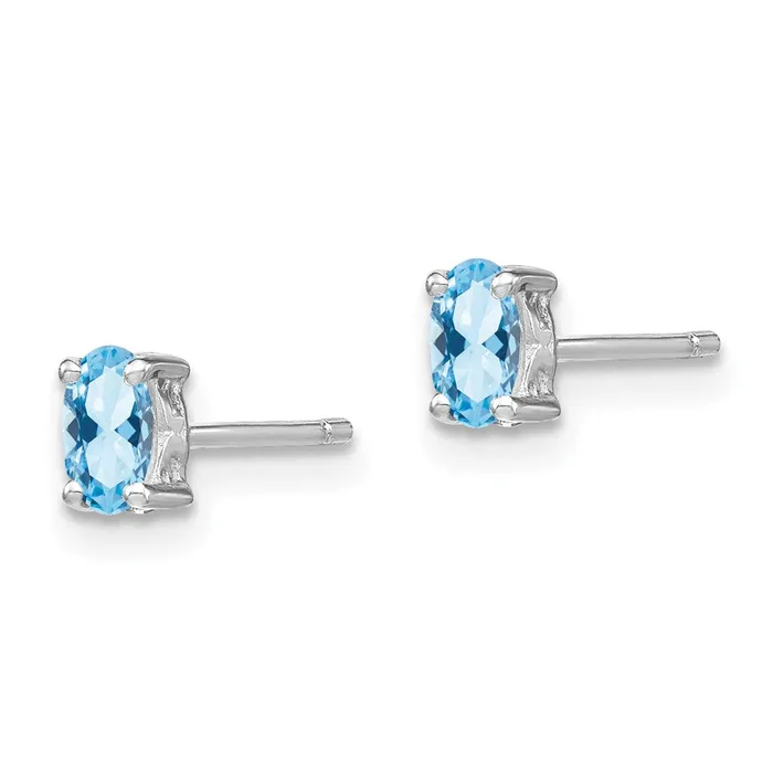 Goldia Earrings Sterling Silver Rhodiumplated 5x3mm Oval Aquamarine Post Earrings