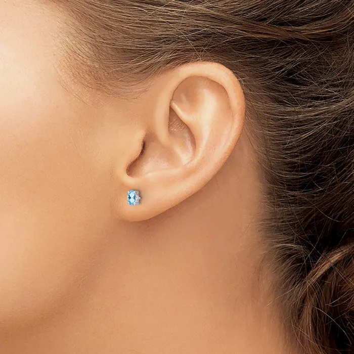 Goldia Earrings Sterling Silver Rhodiumplated 5x3mm Oval Aquamarine Post Earrings