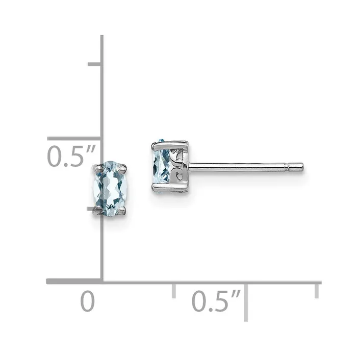 Goldia Earrings Sterling Silver Rhodiumplated 5x3mm Oval Aquamarine Post Earrings