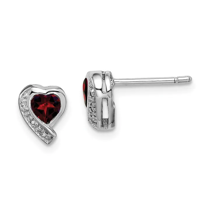 Goldia Earrings Sterling Silver Rhodiumplated Garnet and Diamond Heart Earrings Goldia Earrings Sterling Silver Rhodiumplated Garnet and Diamond Heart Earrings
