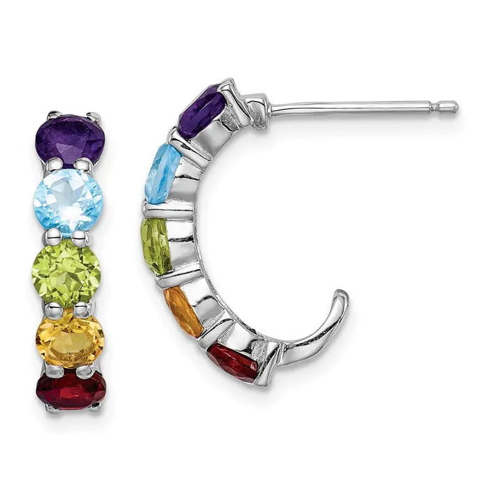 Goldia Earrings Sterling Silver Rhodiumplated Multi Gemstone JHoop Earrings Goldia Earrings Sterling Silver Rhodiumplated Multi Gemstone JHoop Earrings