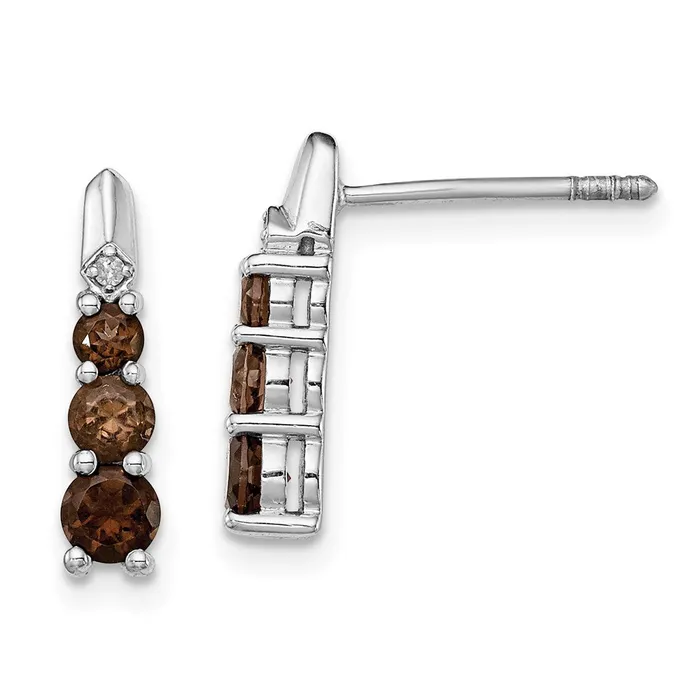Goldia Earrings Sterling Silver Rhodiumplated Smoky Quartz Diamond Earrings