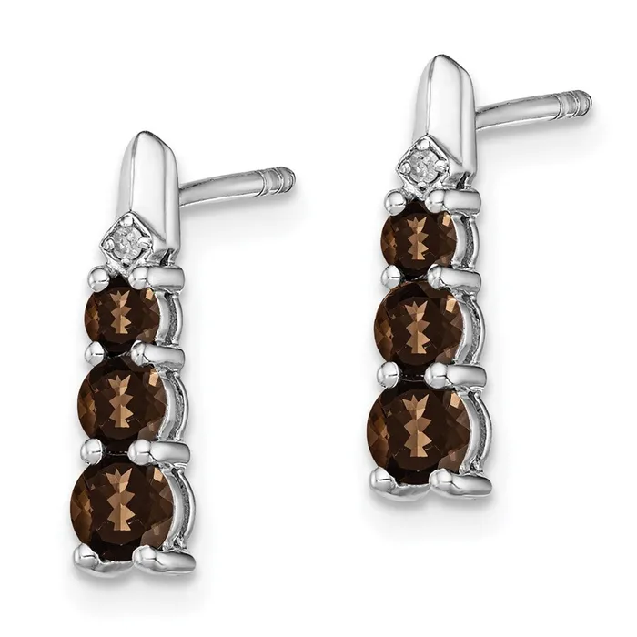 Goldia Earrings Sterling Silver Rhodiumplated Smoky Quartz Diamond Earrings