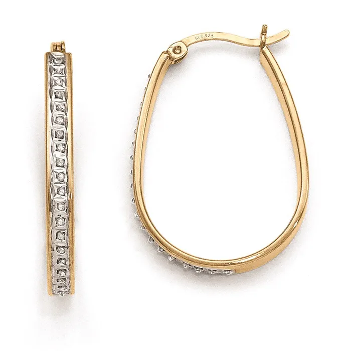 Goldia Earrings Sterling Silver u0026 Goldplated Diamond Mystique Pear Hoop Earrings