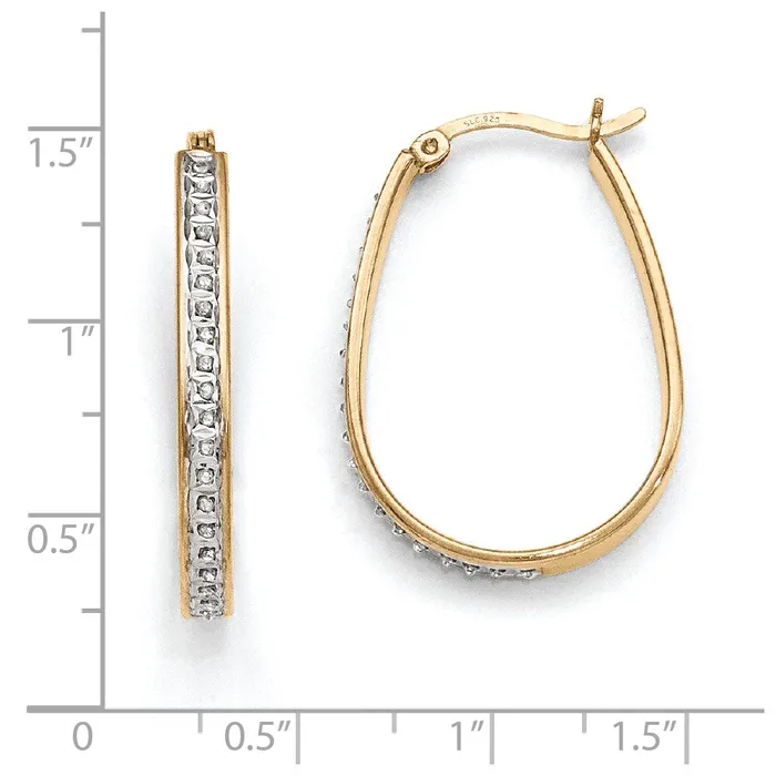 Goldia Earrings Sterling Silver u0026 Goldplated Diamond Mystique Pear Hoop Earrings