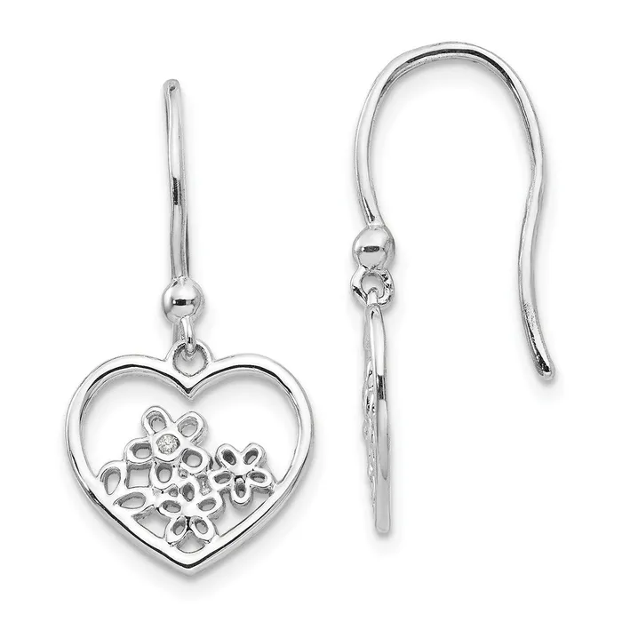 Goldia Earrings White Ice Sterling Silver Rhodiumplated Heart with Flower Diamond Shepherd Hook Dangle Earrings Goldia Earrings White Ice Sterling Silver Rhodiumplated Heart with Flower Diamond Shepherd Hook Dangle Earrings