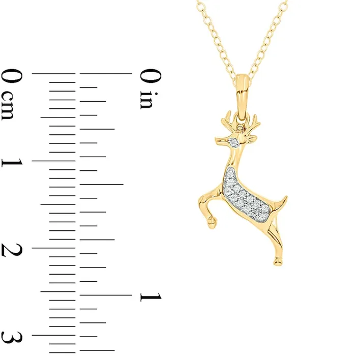 Goldia Necklaces 005 CT TW Natural Diamond Deer Pendant in Sterling Silver with 14K Gold Plate Goldia Necklaces 005 CT TW Natural Diamond Deer Pendant in Sterling Silver with 14K Gold Plate