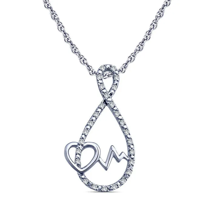 Goldia Necklaces 005 CT TW Natural Diamond Heartbeat Infinity Pendant in Sterling Silver Goldia Necklaces 005 CT TW Natural Diamond Heartbeat Infinity Pendant in Sterling Silver
