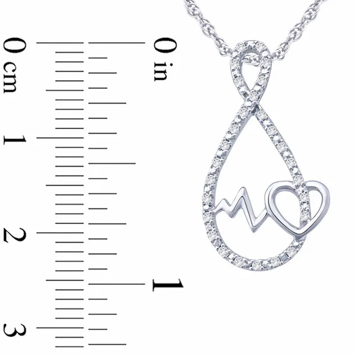 Goldia Necklaces 005 CT TW Natural Diamond Heartbeat Infinity Pendant in Sterling Silver Goldia Necklaces 005 CT TW Natural Diamond Heartbeat Infinity Pendant in Sterling Silver