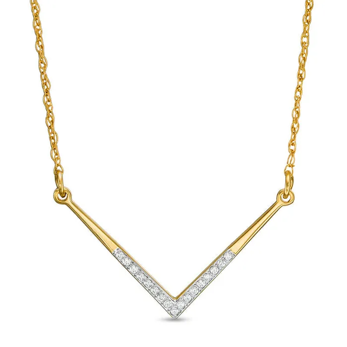 Goldia Necklaces 005 CT TW Natural Diamond LaserCut Chevron Necklace in 10K Yellow Gold Goldia Necklaces 005 CT TW Natural Diamond LaserCut Chevron Necklace in 10K Yellow Gold