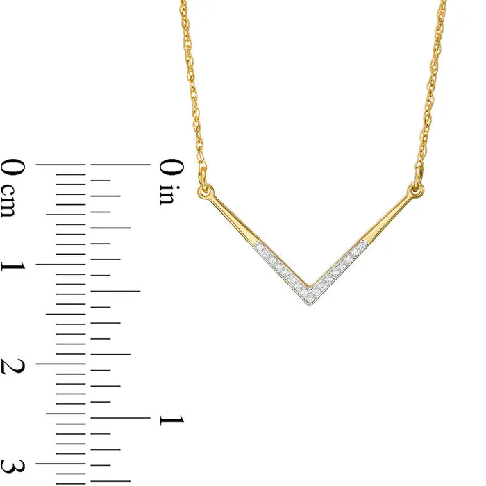 Goldia Necklaces 005 CT TW Natural Diamond LaserCut Chevron Necklace in 10K Yellow Gold Goldia Necklaces 005 CT TW Natural Diamond LaserCut Chevron Necklace in 10K Yellow Gold