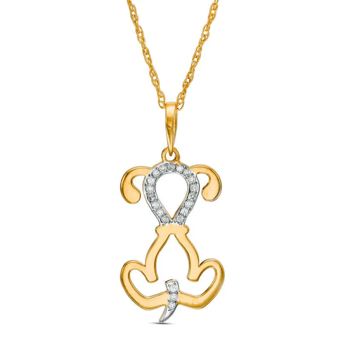 Goldia Necklaces 005 CT TW Natural Diamond LaserCut Dog Pendant in 10K Yellow Gold Goldia Necklaces 005 CT TW Natural Diamond LaserCut Dog Pendant in 10K Yellow Gold